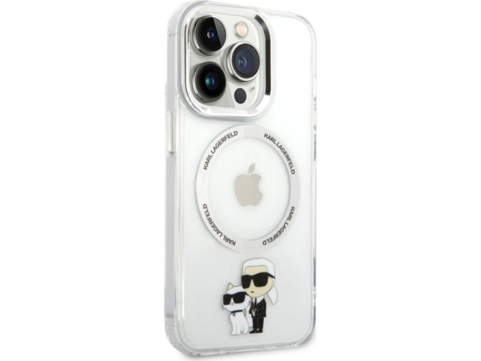 Ochranný kryt pro iPhone 13 Pro - Karl Lagerfeld, IML Karl and Choupette NFT MagSafe Transparent KLHMP13LHNKCIT