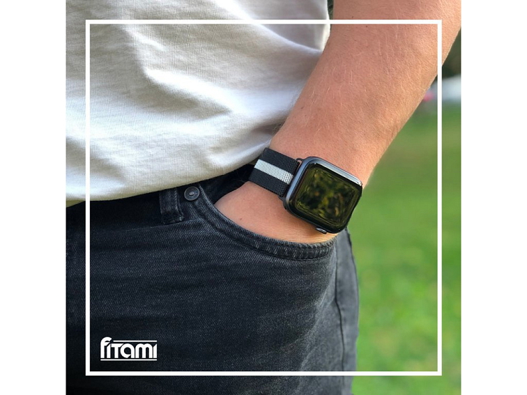 Elegantní řemínek pro Apple Watch v milánském stylu - Černo-bílý