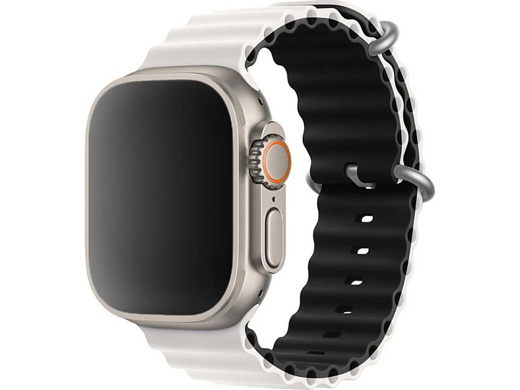 Stylový vroubkovaný řemínek pro Apple Watch - Bílo-černý