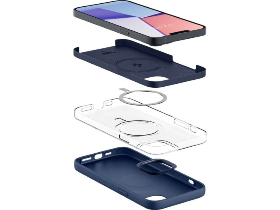 Ochranný kryt pro iPhone 14 PLUS - Spigen, Silicone Fit MagSafe Navy Blue