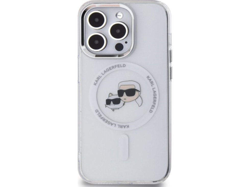 Ochranný kryt na iPhone 15 Pro - Karl Lagerfeld, IML K&CH Heads MagSafe Transparent KLHMP15LHLSKCH