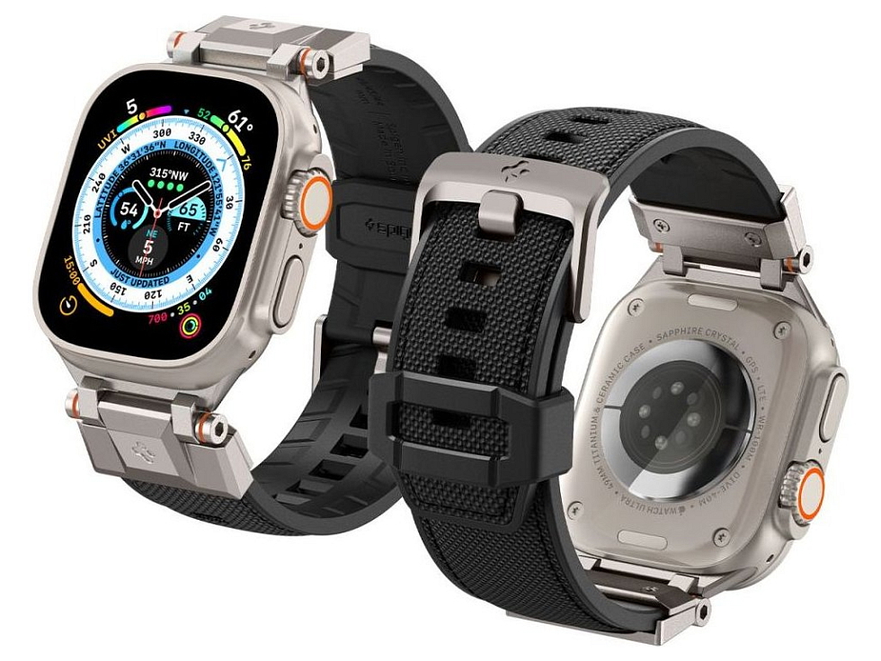 Řemínek pro Apple Watch 44mm / 45mm / 46mm / 49mm - Spigen, Durapro Armor Black