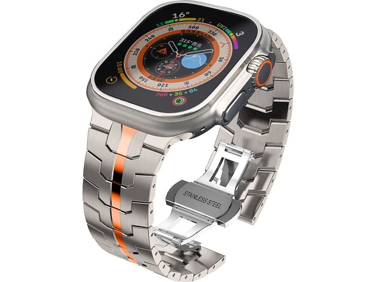 Řemínek na Apple Watch 44mm / 45mm / 46mm / 49mm - Tech-Protect, Stainless Line Orange