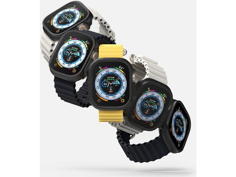 Pouzdro / kryt pro Apple Watch 49mm - Ringke, Slim Clear & Black (2ks)