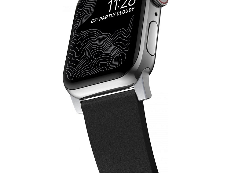 Kožený pásek / řemínek pro Apple Watch 44mm / 45mm / 46mm / 49mm - Nomad, Active Pro Black Silver