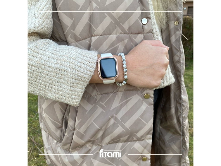 Lesklé ochranné pouzdro s tvrzeným sklem - Růžové se zlatým obrysem