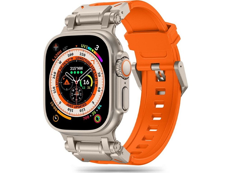Řemínek na Apple Watch 44mm / 45mm / 46mm / 49mm - Tech-Protect, Delta Pro Orange/Titanium