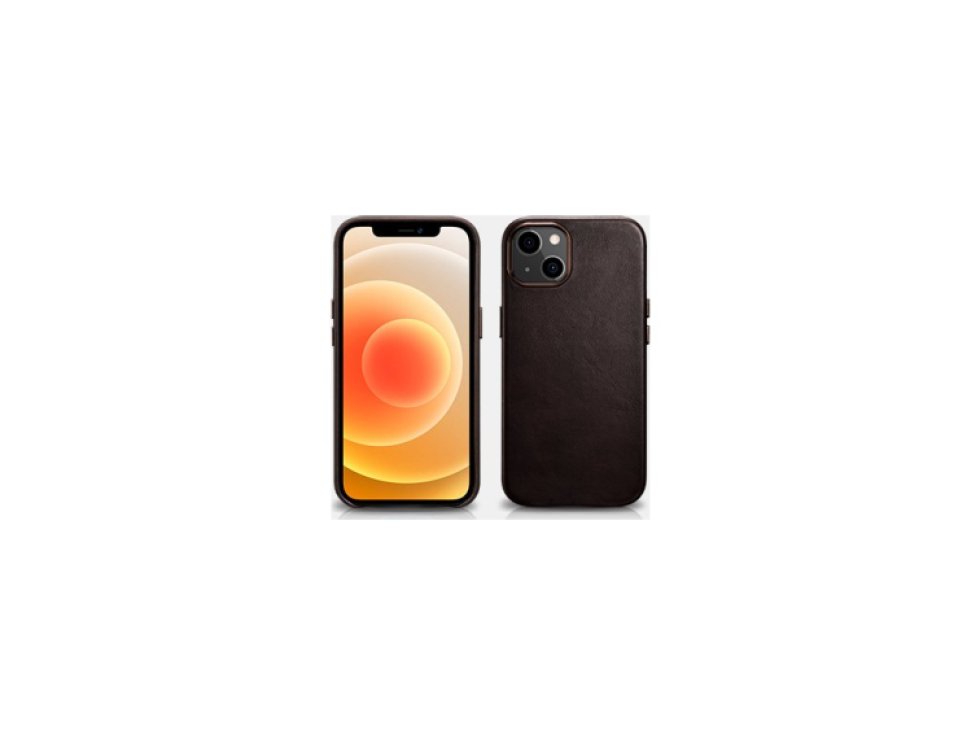 Kožený kryt na iPhone 13 mini - iCarer, Oil Wax with MagSafe Coffee 11.01.WMI1301-CO