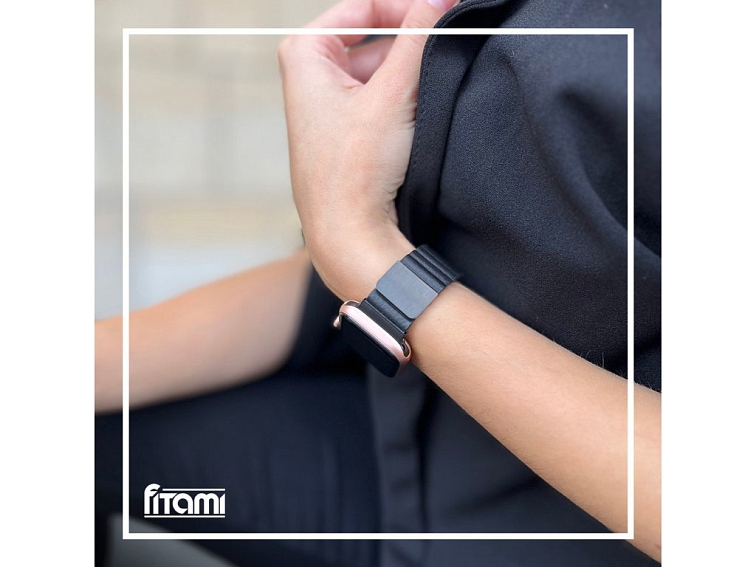 Stylový kožený řemínek s magnetem pro Apple Watch - Černý