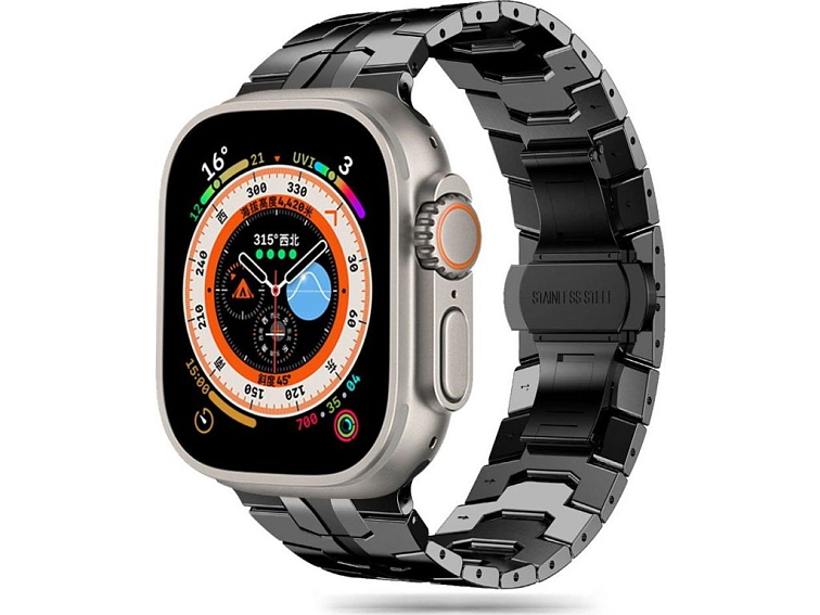 Řemínek na Apple Watch 44mm / 45mm / 46mm / 49mm - Tech-Protect, Stainless Line Black