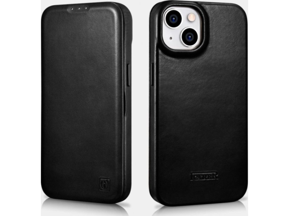 Knížkové pouzdro pro iPhone 14 PLUS - iCarer, Curved Edge MagSafe Black AKI14220707-BK