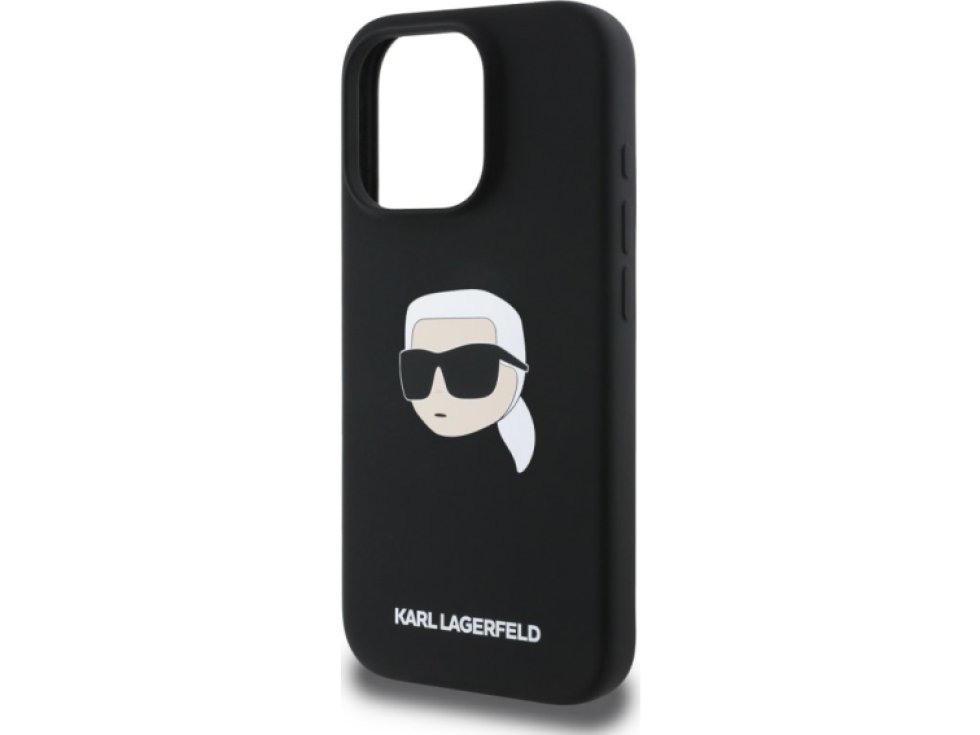 Ochranný kryt na iPhone 16 Pro - Karl Lagerfeld, Silicone Karl Head MagSafe Black KLHMP16LSKHPPLK