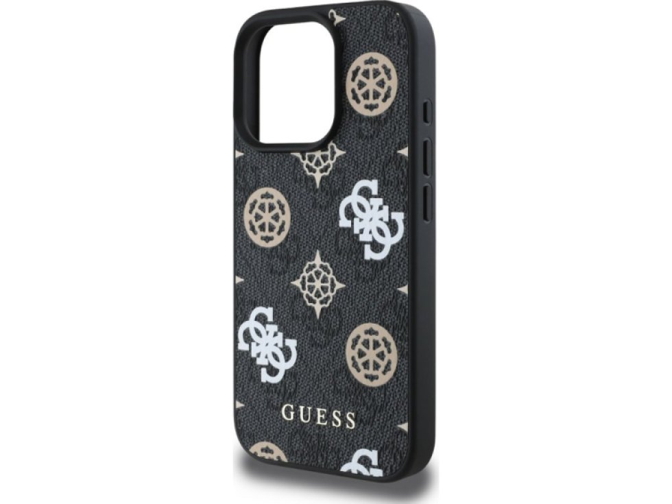 Ochranný kryt na iPhone 16 Pro - Guess, 4G Peony MagSafe Black GUHMP16LP4PWPK