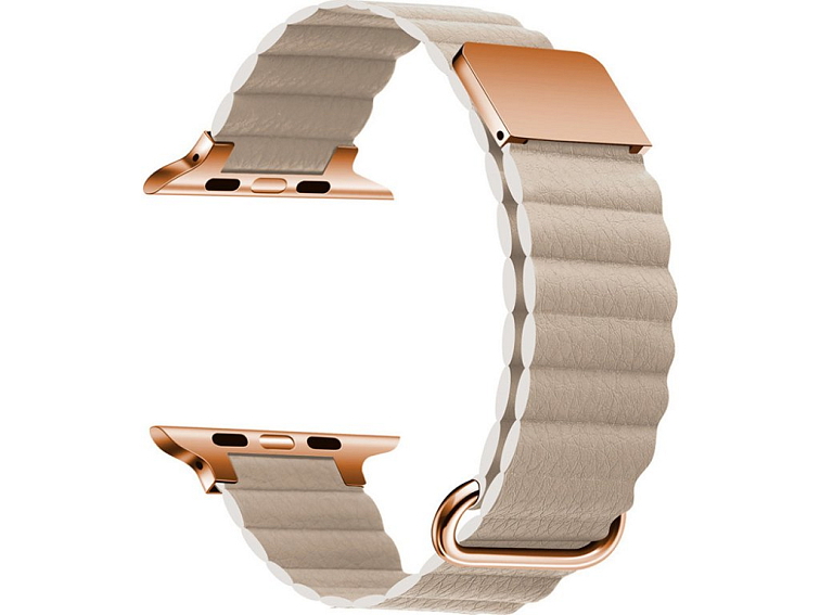 Stylový kožený řemínek s magnetem pro Apple Watch - Béžový