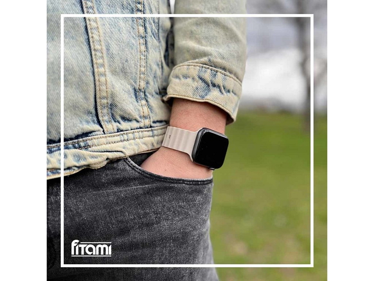 Vroubkovaný řemínek pro Apple Watch - Béžový