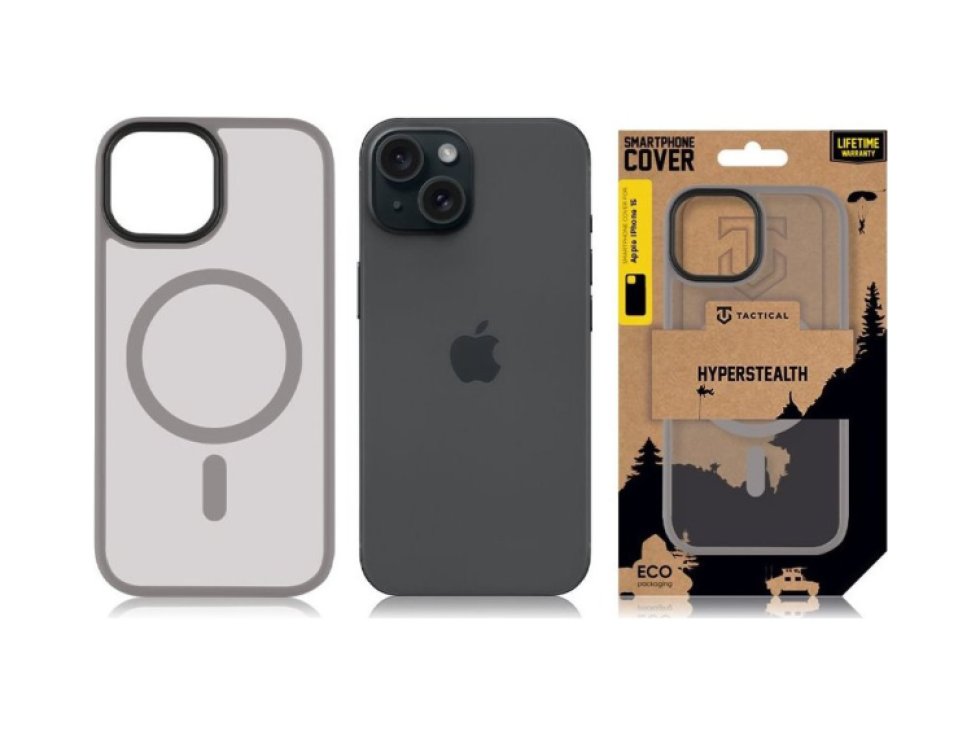 Ochranný kryt na iPhone 15 - Tactical, MagForce Hyperstealth Light Grey