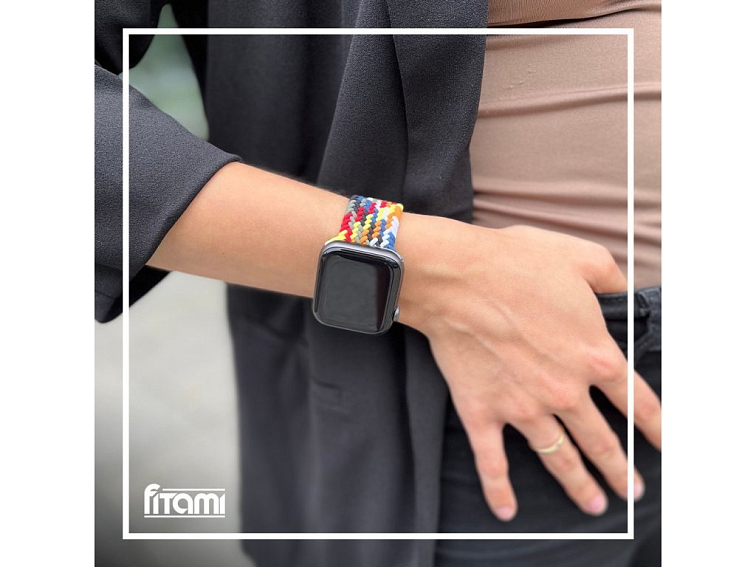 Pletený navlékací řemínek pro Apple Watch - Duhový