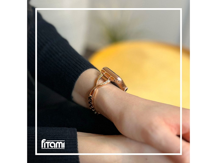 Stylový řemínek s kamínky pro Apple Watch - Rose Gold