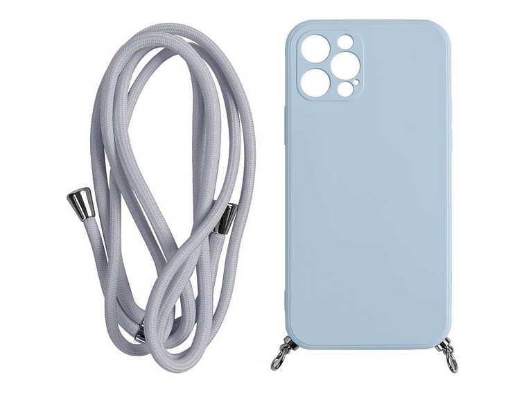 Silikonový obal na iPhone s provázkem - Fog blue