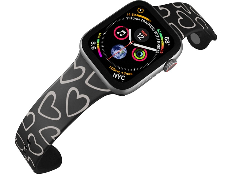 Apple watch řemínek Srdce černobílá