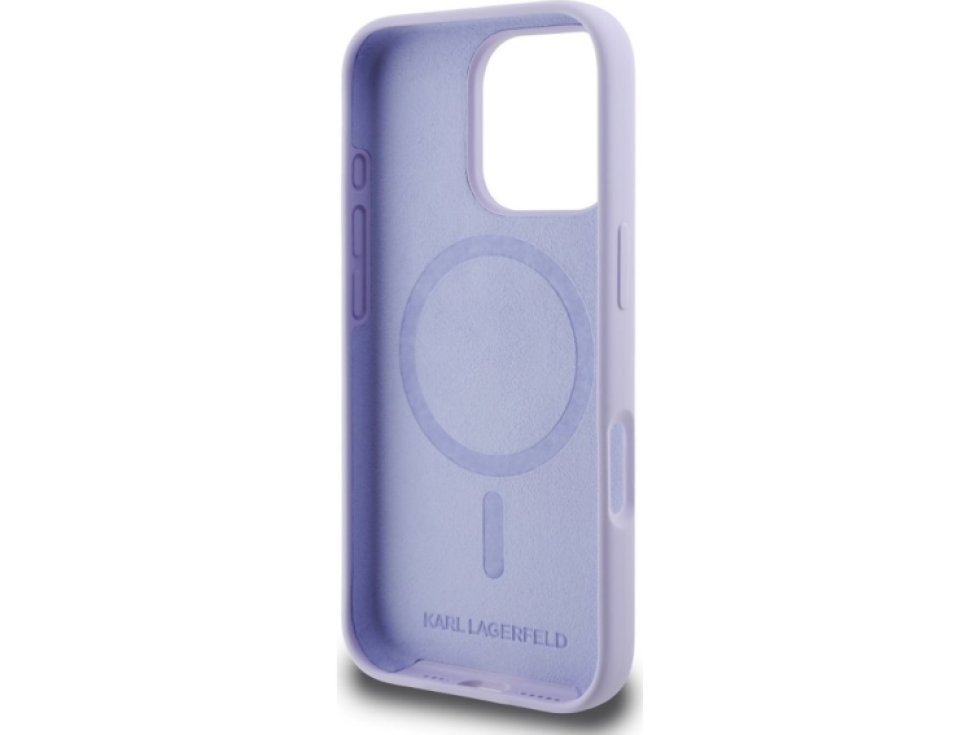 Ochranný kryt na iPhone 16 Pro - Karl Lagerfeld, Silicone Karl and Choupette MagSafe Purple KLHMP16LSCMKCRHU