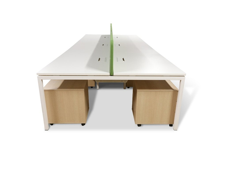 Stůl, 6-tipracoviště, Narbutas, bílá/zelená, noha U