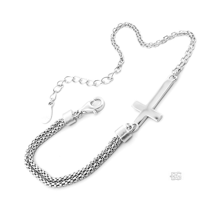 Stříbrný náramek s podélným křížkem | DG Šperky | Stříbro 925/1000