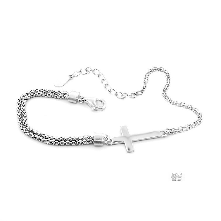 Stříbrný náramek s podélným křížkem | DG Šperky | Stříbro 925/1000