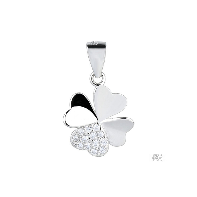 Stříbrný přívěsek Čtyřlístek se zirkony | DG Šperky | Stříbro 925/1000