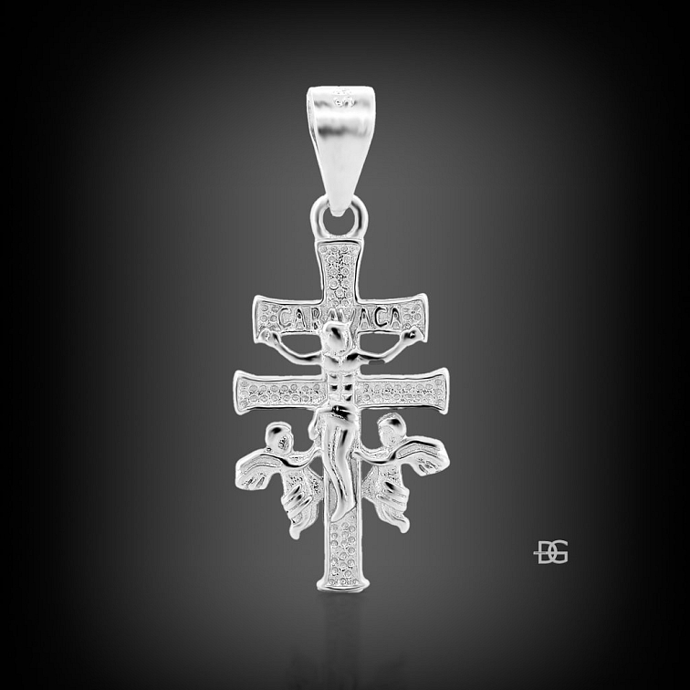 Stříbrný přívěsek Custodes Angeli s křížkem a anděly | DG Šperky | Stříbro 925/1000