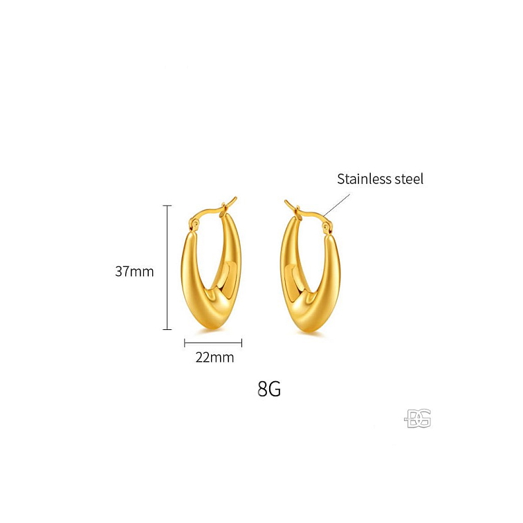 Elegantní ocelové náušnice ve zlatém provedení | DG Šperky