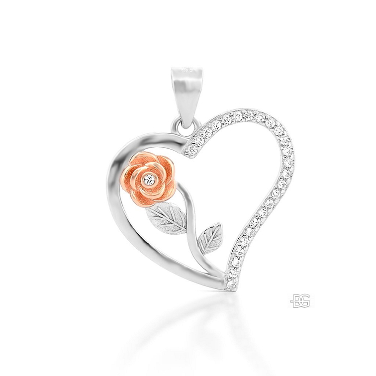 Stříbrný přívěsek Coeurs et roses - Srdce a růže | DG Šperky | Stříbro 925/1000