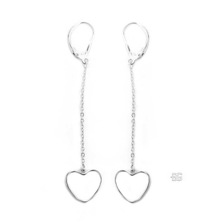 Visací řetízkové náušnice ze stříbra se srdíčky | DG Šperky | Stříbro 925/1000