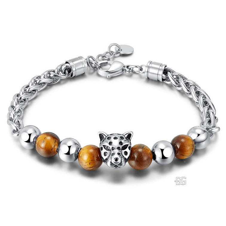 Pánský ocelový náramek Remo s korálky Tygří oko | DG Šperky