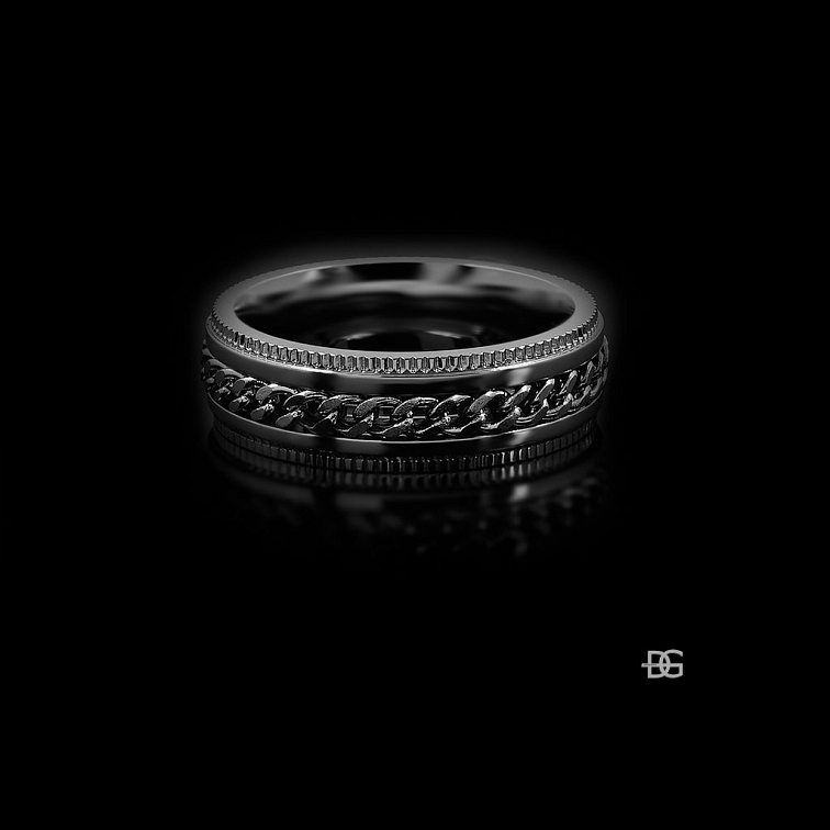 Prsten s řetízkem po obvodu - Chirurgická ocel