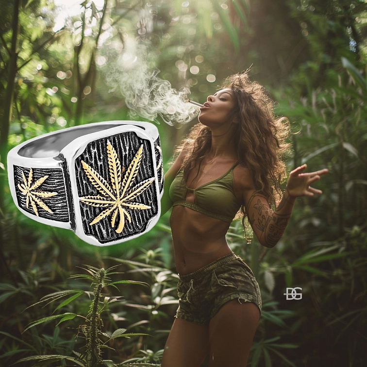 🌿 Pánský ocelový prsten se symbolem Trávy | DG Šperky