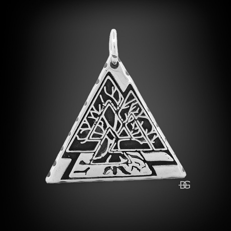 Ocelový přívěsek Trivita s motivem stromu života a symbolem Valknut | DG Šperky