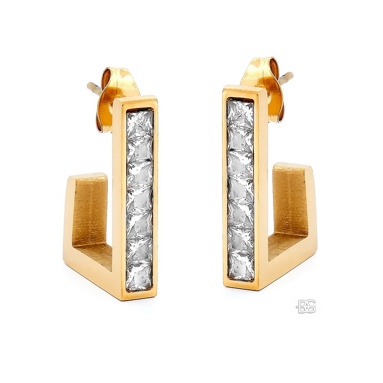 Ocelové visací náušnice Zirael Gold s puzetovým zapínáním | DG Šperky