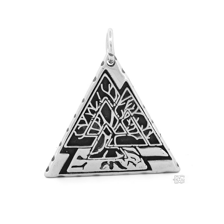 Ocelový přívěsek Trivita s motivem stromu života a symbolem Valknut | DG Šperky