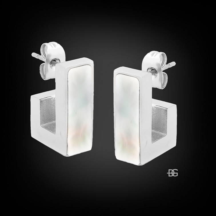 Ocelové náušnice Stella s perleťovým zdobením | DG Šperky