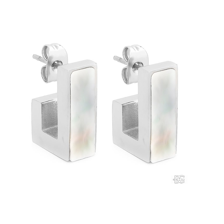 Ocelové náušnice Stella s perleťovým zdobením | DG Šperky