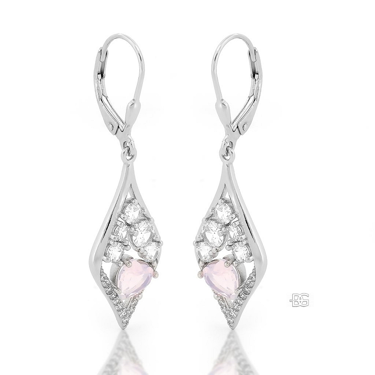 Stříbrné visací náušnice Rossetta zdobené zirkony | DG Šperky | Stříbro 925/1000