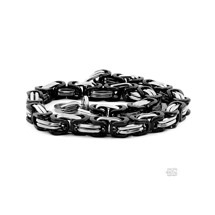 Ocelový náramek Královská vazba v černo stříbrném provedení | Tenká varianta | DG Šperky