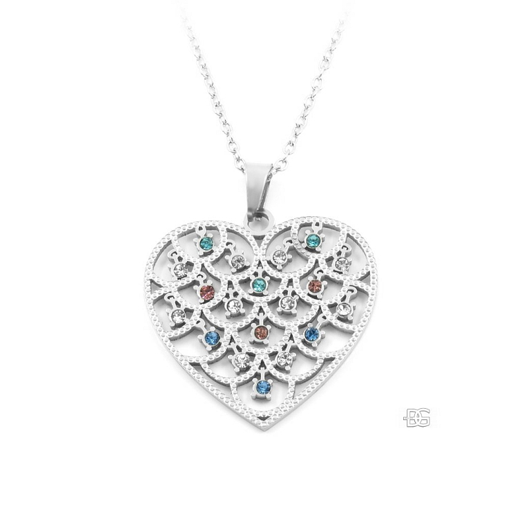 Nádherný přívěsek Srdce se zirkony - Chirurgická ocel