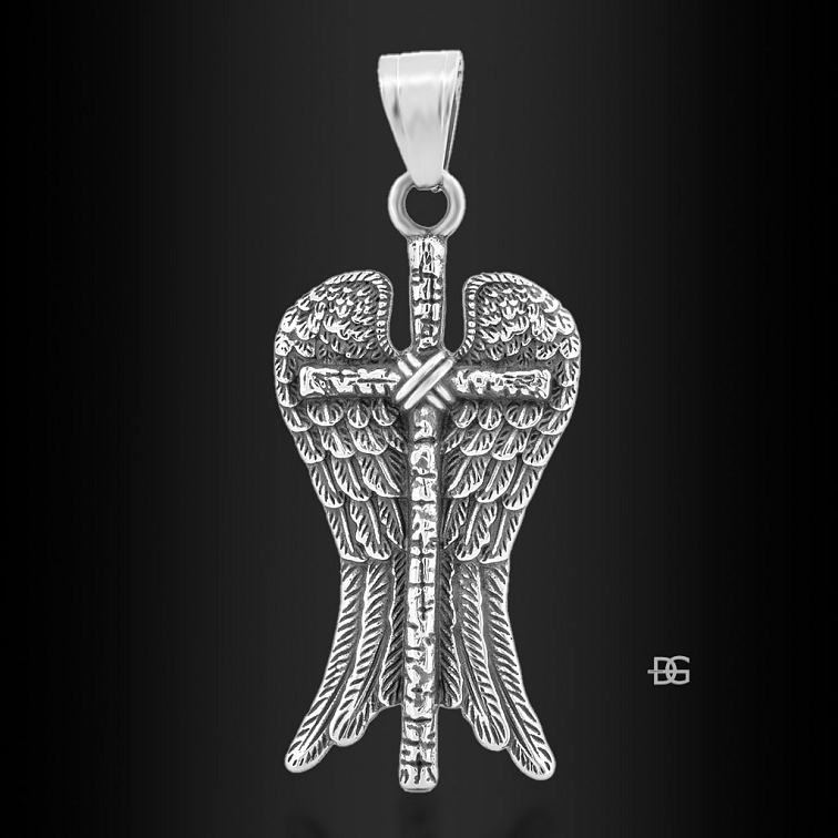 Pánský ocelový přívěsek okřídlený kříž Michele | DG Šperky