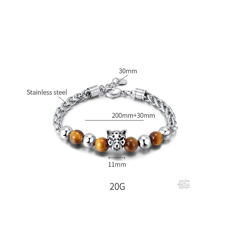 Pánský ocelový náramek Remo s korálky Tygří oko | DG Šperky