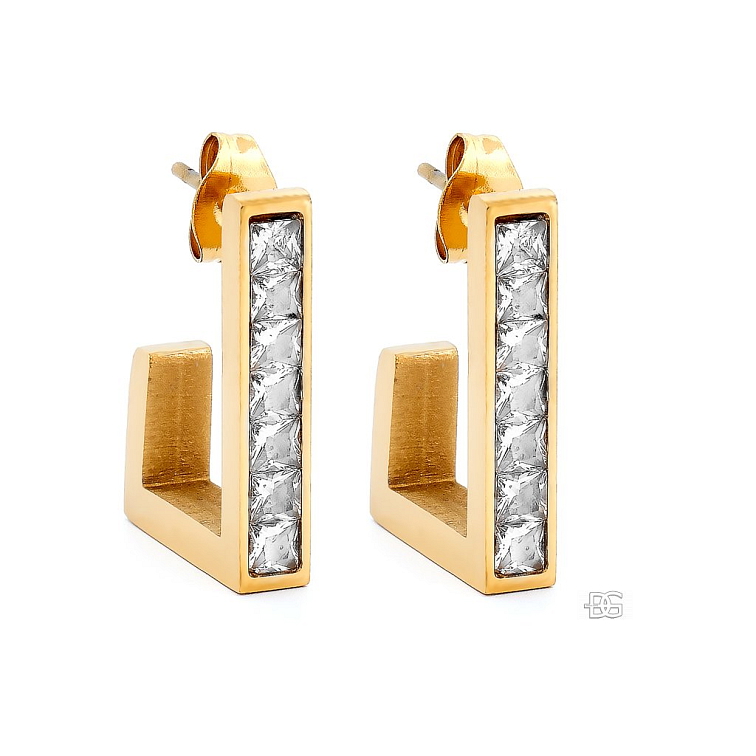 Ocelové visací náušnice Zirael Gold s puzetovým zapínáním | DG Šperky