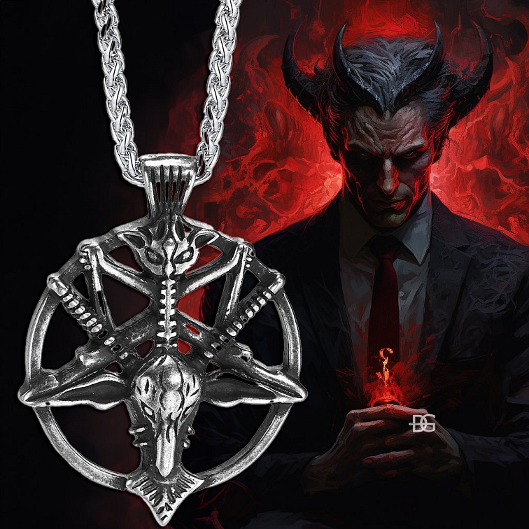 Belial Argentum - Pánský ocelový přívěsek ďáblovo znamení
