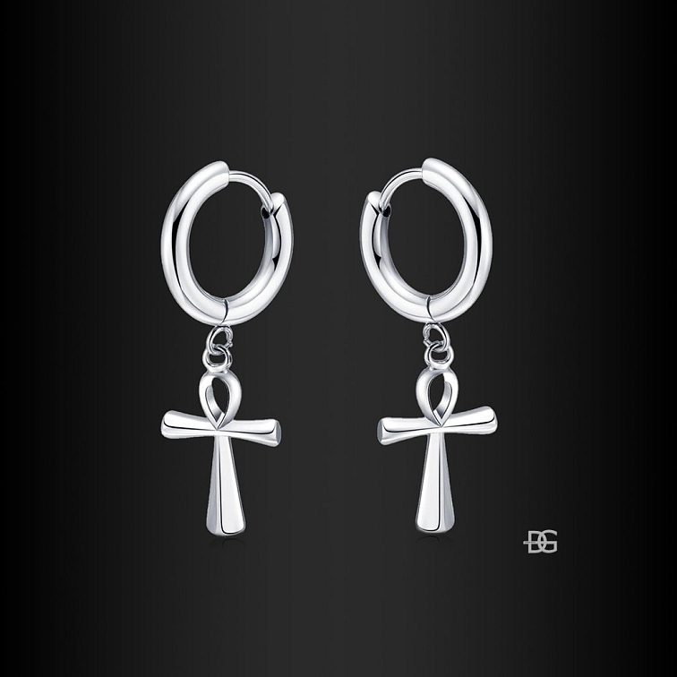 Visací náušnice Paola kroužky s křížkem | DG Šperky