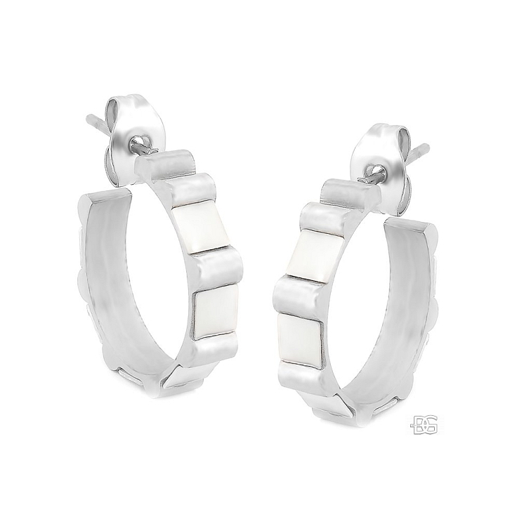 Ocelové náušnice půl kruhy Nacre s perletí | DG Šperky